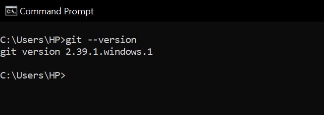 Image showing the results of the command git --version